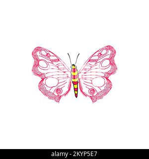 Junonia almanac butterfly vector icon on white background Stock Vector