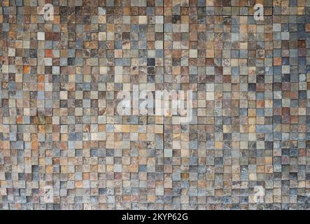 Square brown color floor tiles pattern background close up view Stock Photo