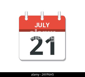 July 21st calendar icon vector. Concept of schedule, business and tasks Stock Vector