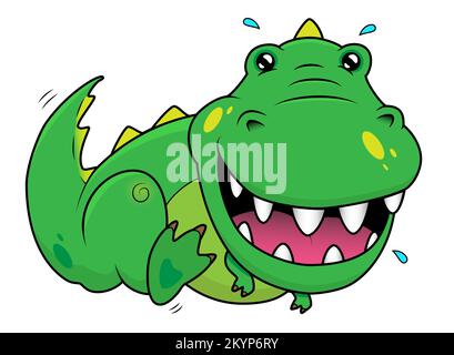 Cute dinosaur children cartoon. Funny happy tyrannosaurus kids vector isolated illustration Stock Vector