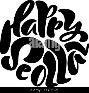 Happy Seollal handwritten calligraphy text. Korean lunar new year. Modern brush ink lettering. Holiday design, typography celebration poster Stock Vector