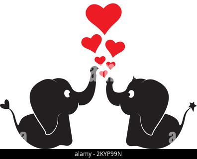 cute and little elephants couple with heart vector illustration design ...