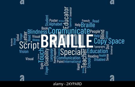 Braille world cloud background. Educational awareness Vector illustration design concept. Stock Vector