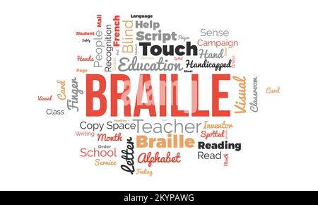 Braille world cloud background. Educational awareness Vector illustration design concept. Stock Vector