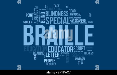 Braille world cloud background. Educational awareness Vector illustration design concept. Stock Vector