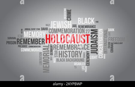Holocaust Remembrance Day world cloud background. Federal awareness Vector illustration design concept. Stock Vector