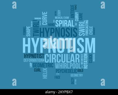 Hypnotism world cloud background. Mental Health awareness Vector illustration design concept. Stock Vector