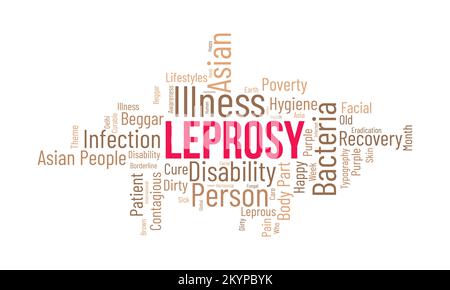 Leprosy word cloud background. Health awareness Vector illustration design concept. Stock Vector