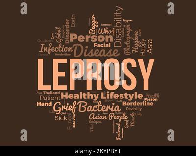 Leprosy word cloud background. Health awareness Vector illustration design concept. Stock Vector