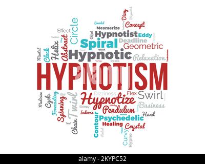 Hypnotism word cloud background. Mental Health awareness Vector illustration design concept. Stock Vector