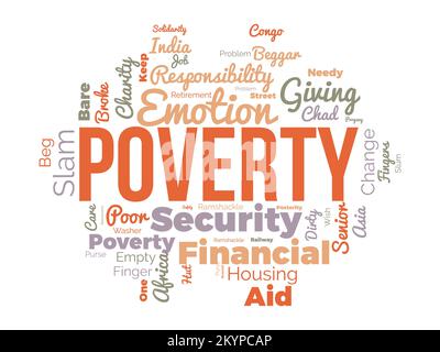 Poverty word cloud background. Educational awareness Vector illustration design concept. Stock Vector