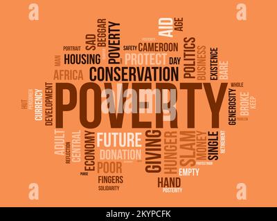 Poverty word cloud background. Educational awareness Vector illustration design concept. Stock Vector