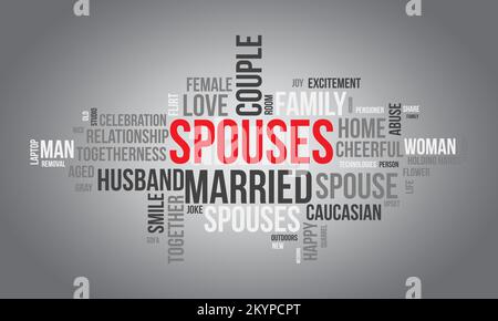 Spouses word cloud background. Relationship awareness Vector illustration design concept. Stock Vector