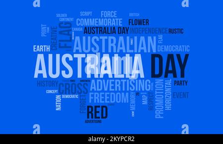 Australia Day word cloud background. Federal awareness Vector illustration design concept. Stock Vector