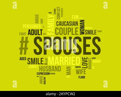 Spouses word cloud background. Relationship awareness Vector illustration design concept. Stock Vector