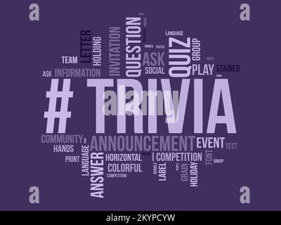 Trivia wordcloud background. Activities awareness Vector illustration design concept. Stock Vector