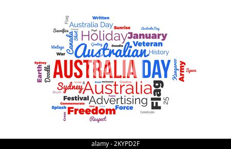Australia Day wordcloud background. Federal awareness Vector illustration design concept. Stock Vector