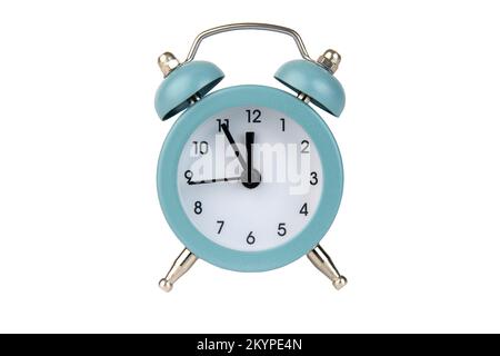 Vintage analog alarm clock isolated on a white background Stock Photo