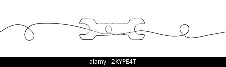 Wrench in continuous line drawing style. Line art of wrench icon. Vector illustration. Abstract background Stock Vector
