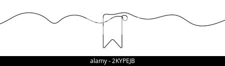 Bookmark icon in continuous line drawing style. Line art of bookmark symbol. Vector illustration. Abstract background Stock Vector
