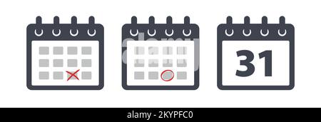 Calendar appointment date symbol and schedule vector icon illustration set Stock Vector