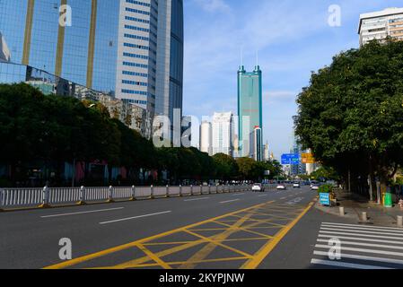 SHENZHEN, CHINA - MAY 28, 2014: ShenZhen downtown, Luohu district. Shenzhen is a major city in Guangdong Province, China. Stock Photo