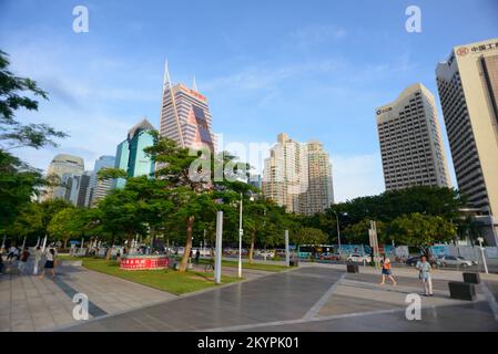 SHENZHEN, CHINA - MAY 28, 2014: ShenZhen downtown, Luohu district. Shenzhen is a major city in Guangdong Province, China. Stock Photo