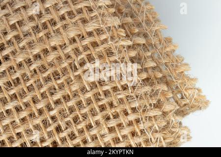 Burlap natural fabric background. Closeup texture of sackcloth Stock Photo