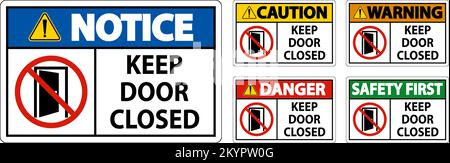 Keep Door Closed Sign On White Background Stock Vector