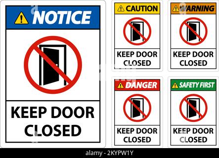 Keep Door Closed Sign On White Background Stock Vector