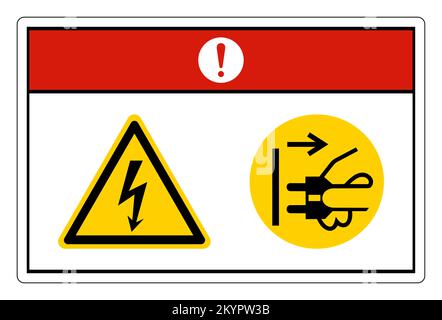 Danger Hazardous Voltage Disconnect Mains Plug From Electrical Outlet Symbol Sign On White Background Stock Vector