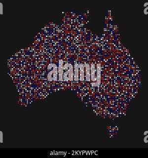 Australia Silhouette Pixelated generative pattern illustration Stock Vector
