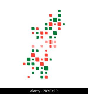 Madagascar Silhouette Pixelated generative pattern illustration Stock Vector