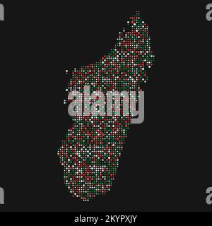 Madagascar Silhouette Pixelated generative pattern illustration Stock Vector