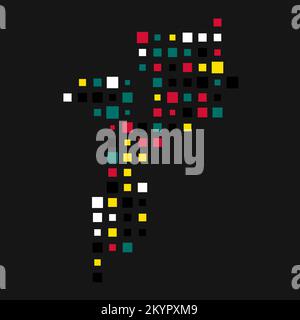 Mozambique Silhouette Pixelated generative pattern illustration Stock Vector