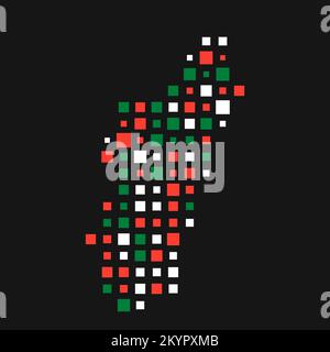 Madagascar Silhouette Pixelated generative pattern illustration Stock Vector