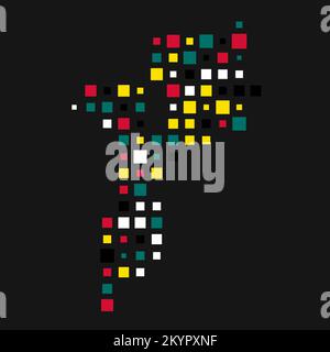 Mozambique Silhouette Pixelated generative pattern illustration Stock Vector