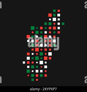 Madagascar Silhouette Pixelated generative pattern illustration Stock Vector