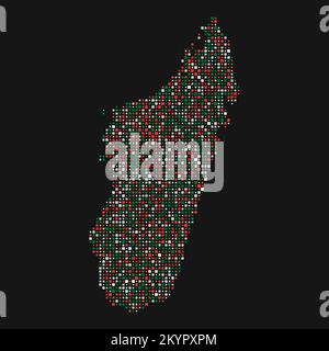 Madagascar Silhouette Pixelated generative pattern illustration Stock Vector