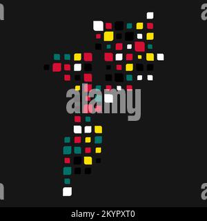 Mozambique Silhouette Pixelated generative pattern illustration Stock Vector