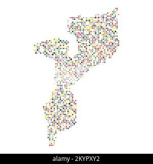 Mozambique Silhouette Pixelated generative pattern illustration Stock Vector