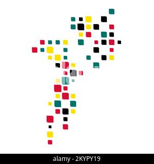 Mozambique Silhouette Pixelated generative pattern illustration Stock Vector