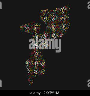 Mozambique Silhouette Pixelated generative pattern illustration Stock Vector