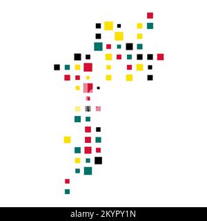 Mozambique Silhouette Pixelated generative pattern illustration Stock Vector