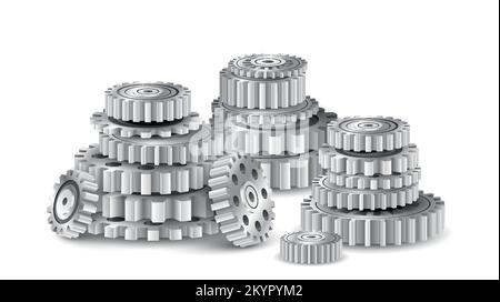 Realistic gears stack Stock Vector