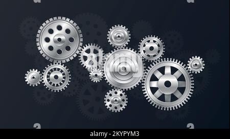 Realistic gears banner Stock Vector