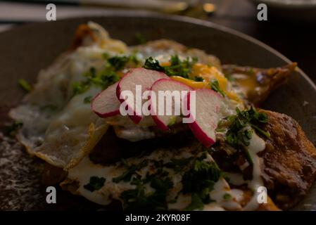 radishes crowning a mexican dish Stock Photo