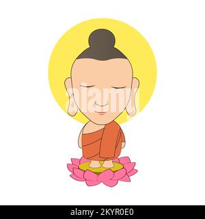 Clipart of cartoon version of lord of buddha stand,vector illustration Stock Vector