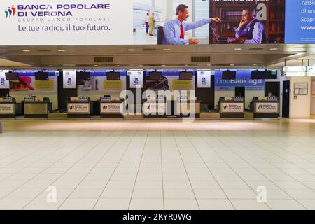 VERONA, ITALY - SEPTEMBER 11, 2014: Verona airport interior. Verona Villafranca Airport or simply Villafranca Airport, is an airport located around 5. Stock Photo