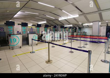 VERONA, ITALY - SEPTEMBER 11, 2014: Verona airport interior. Verona Villafranca Airport or simply Villafranca Airport, is an airport located around 5. Stock Photo